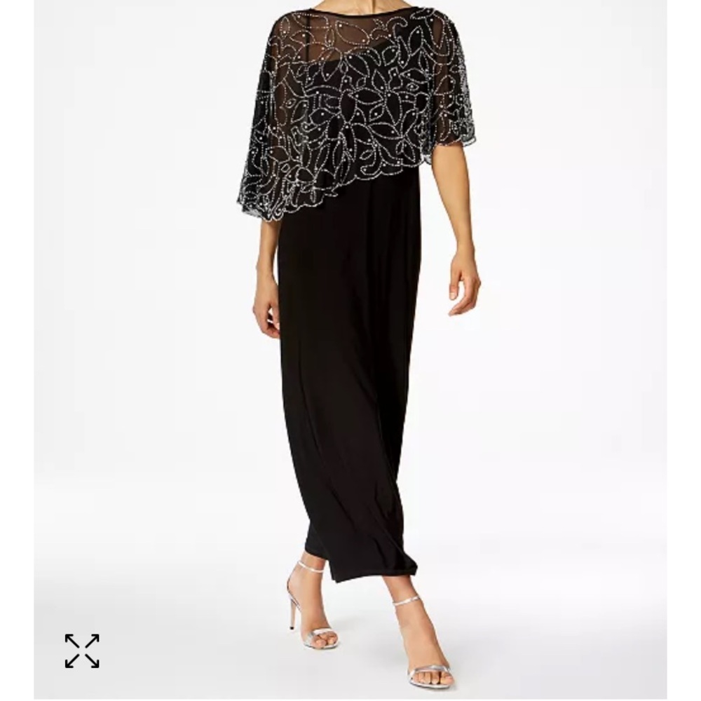 Women’s Boat-Neck Embellished cape jersey knit gown